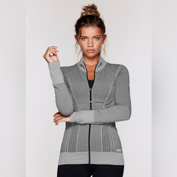 Lorna Jane Jackets & Blazers - Lorna Jane Active Living Izzy Seamless Zip Through Gray Fitted Jacket Size S